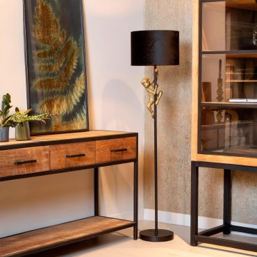 Lucide Extravaganza Chimp - lampadaire - 150 cm - noir et or