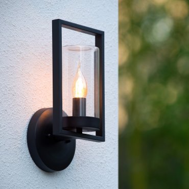 Lucide Nispen - applique murale extérieure - 16 x 13 x 31 cm - IP44 - noir