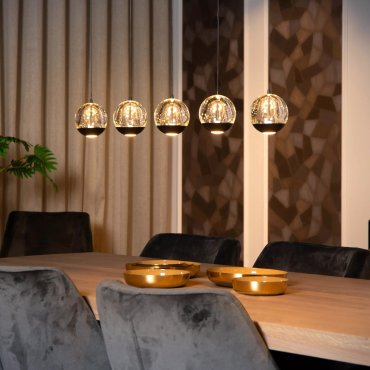 Lucide Sentubal 5L - lampe suspendue - 84 x 10 x 150 cm - 5 x 5,3W LED inclus - noir