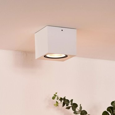 Lucide Fedler - spot en saillie - 12 x 12 x 8,5 cm - 12W LED dimmable inclus - dim to warm - blanc