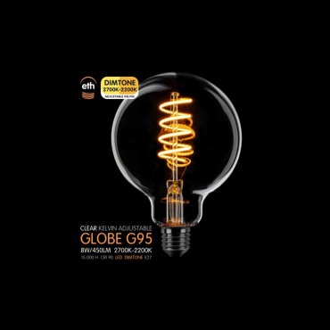 ETH LED Spiral Globe - Ø 9,5 cm - E27 - dimtone - 6W - 2700K à 2200K - transparent