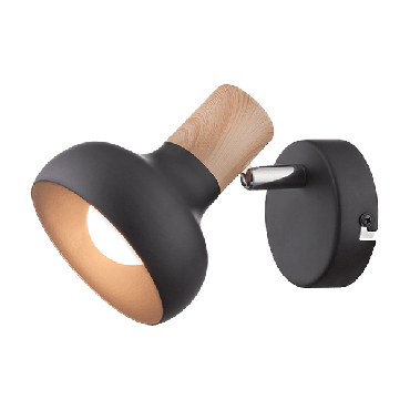 Elmark Addy - spot en saillie - Ø 8 x 15 cm - noir et bois