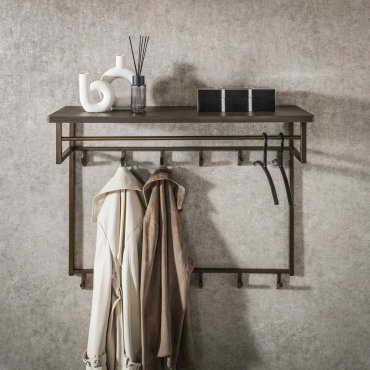 Vico Ferro - porte-manteaux avec étagère murale - 100 x 33 x 80 cm - bronze antique