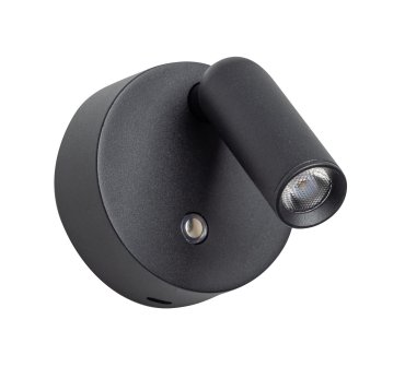 ETH Wispo - applique murale - rechargeable via câble USB - Ø 9,5 x 3 cm - LED dimmable 3W incluse - noir