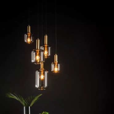 Lucide Joanet - lampe suspendue 5L - Ø 50 x 218 cm - fumé