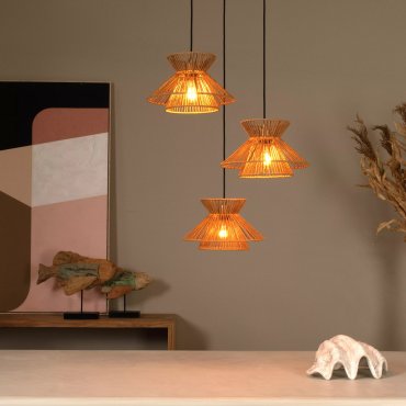 Lucide Tasman - lampe suspendue - 60,9 x 57 x 150 cm - naturel