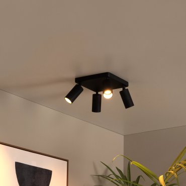 Lucide Clubs - spot en saillie - 24 x 24 x 14,9 cm - noir
