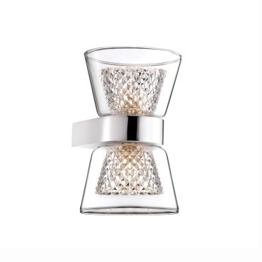 Nova Luce Boccale - applique murale - 12,6 x 12 x 18 cm - 2 x 33W halogène inclus - chrome et transparent