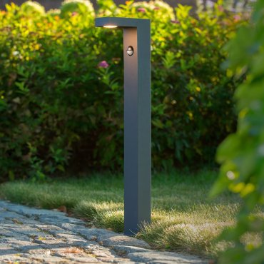 Lucide Texas - lampe de jardin avec détecteur de mouvement - 6 x 15 x 60 cm - 6W LED inclus - IP54 - anthracite