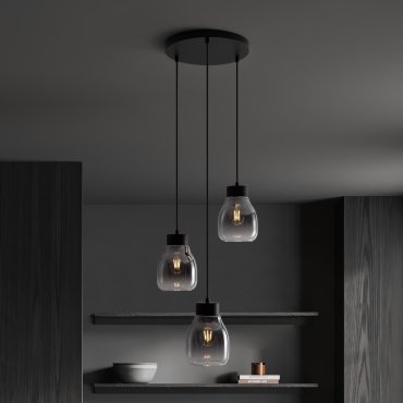 Nova Luce Blacu - lampe suspendue - Ø 32 x 120 cm - dégradé fumé et noir