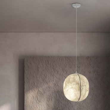 Nova Luce Pierida - lampe suspendue - Ø 42 x 210 cm - blanc sablé