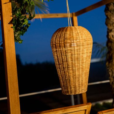 New Garden Saona - lampe suspendue avec source lumineuse rechargeable et télécommande - 9W dimmable LED inclus - Ø 31 x 349 cm - IP54 - brun