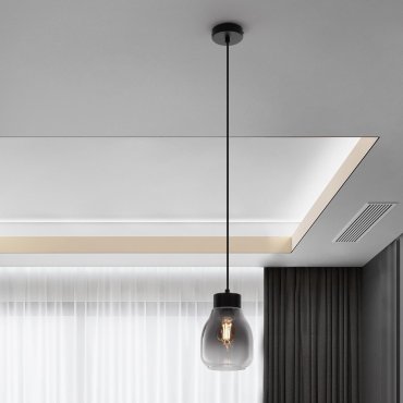 Nova Luce Blacu - lampe suspendue - Ø 15 x 120 cm - dégradé fumé et noir