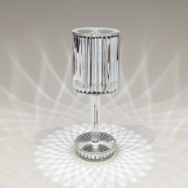 ONE Light Crystal Effect - lampe de table rechargeable - Ø 8,6 x 24,8 cm - 3 niveaux de gradation - 1,2W LED inclus - IP54 - transparent