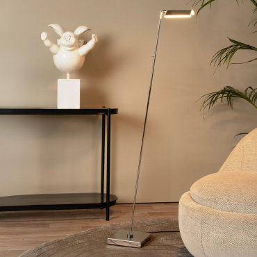 Lucide Aaron - lampadaire - 20 x 20 x 134 cm - 10W dim to warm LED inclus - chrome