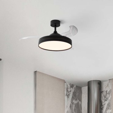 Nova Luce Nevma - ventilateur de plafond avec lumière et télécommande - Ø 107 x 49 cm - 36W LED inclus - noir mat