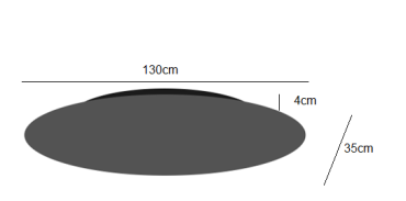 ETH - poutre de plafond ovale - 130 x 40 x 2,5 cm - noir