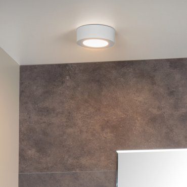 Lucide Brice-Led - plafonnier - Ø 11,7 x 3,9 cm - 8W LED dimmable inclus - IP44 - blanc