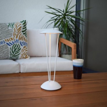 Lucide Renee - lampe de table rechargeable - Ø 12,3 x 31 cm - 2,2W dim to warm LED inclus - IP54 - blanc