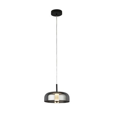 Searchlight Frisbee - lampe suspendue - Ø 30 x 120 cm - 14W LED dimmable inclus - noir mat et verre fumé