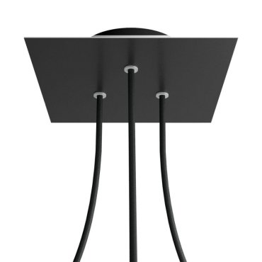 Creative Cables - Rose-One Rosace de plafond carrée pour 3 points lumineux en triangle - 20 x 20 x 3,5 cm - noir