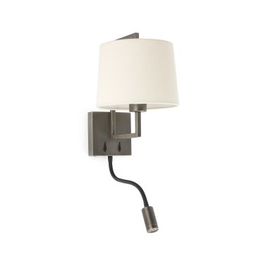 Faro Frame - applique murale avec interrupteur - 21,5 x 28 x 17,6 cm - 3W LED inclus - beige et vieil or
