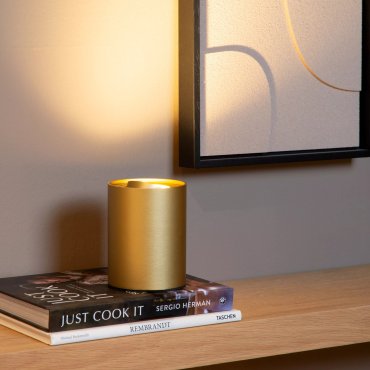 Lucide Tube - lampe à poser - Ø 9,6 x 12,5 cm - gradateur 3 niveaux - or