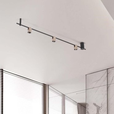 Nova Luce Sirmos - plafonnier - 150 x 18 x 7 cm - 21W dimmable LED inclus - café moka et noir sablé
