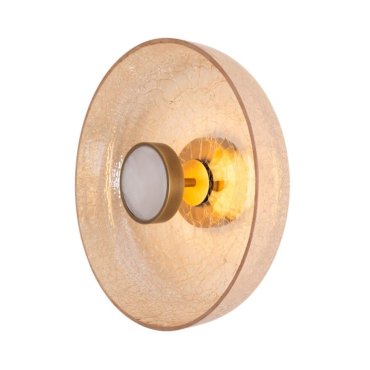 Maxlight Signature - applique murale en saillie - Ø 35 x 12 cm - 9W LED inclus - laiton antique et verre ambré