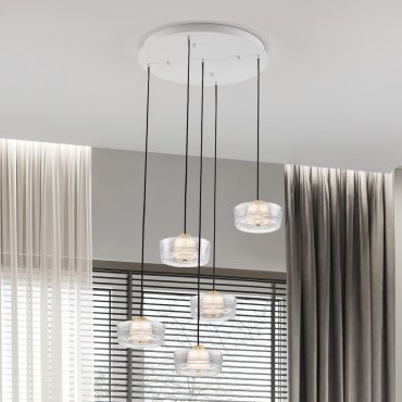 Nova Luce Keros - lampe suspendue - Ø 45 x 200 cm - 30W LED inclus - platine or