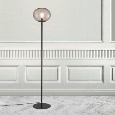 Nordlux Alton - lampadaire - 150 cm - noir et verre fumé
