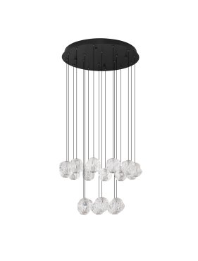 Nova Luce Ifos - lampe suspendue - Ø 60 x 210 cm - 87W dimmable LED inclus - noir sablé et métal chromé