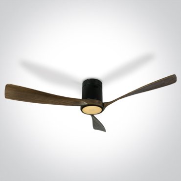 ONE Light Black Body - ventilateur de plafond avec lumière et télécommande - Ø 132 x 27 cm - noir et brun foncé