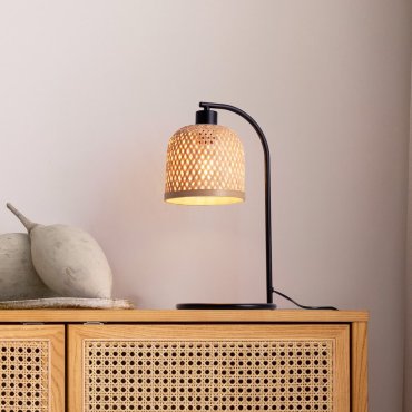 Nova Luce Intra - lampe de table - Ø 16 x 41 cm - bambou naturel et noir