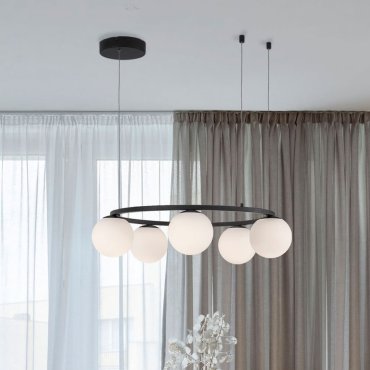 Nova Luce Joline - lampe suspendue - Ø 50 x 155 cm - 40W LED inclus - noir sable et blanc opale