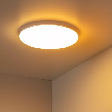 Lucide Olson - plafonnier - Ø 35 x 4,7 cm - 36W LED incluse - couleur de lumière réglable - IP44 - opale et blanc