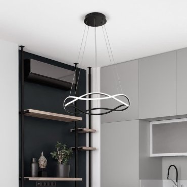 Nova Luce Jinal – suspension – Ø 60 x 120 cm – LED 34W dimmable inclus – noir sable