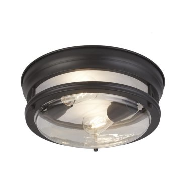 Searchlight Glasgow - plafonnier - Ø 35 x 14,5 cm - IP44 - noir et transparent