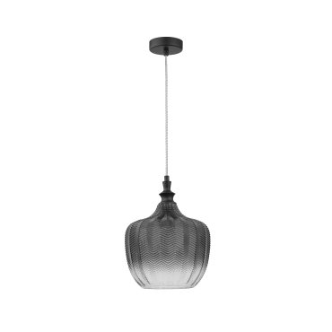 Nova Luce Loni - lampe suspendue - Ø 24 x 120 cm - gris fumé