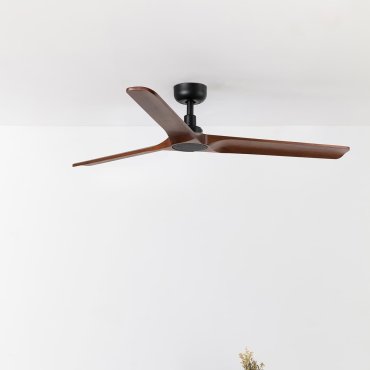 Faro Heywood L - ventilateur de plafond - Ø 132 cm - noir mat et noyer foncé