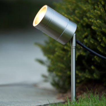 Lucide Arne - spot de sol sur piquet - 6,3 x 6,3 x 36 cm - 5W LED inclus - IP44 - chrome satiné