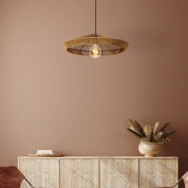 Lucide Yunkai - lampe suspendue - Ø 50 x 145 cm - rotin
