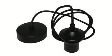 Artdelight Pendant - lampe suspendue avec cordon en fer - Ø 10 x 150 cm - noir