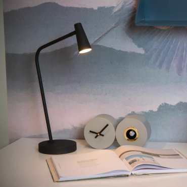 Lucide Stirling - lampe de table rechargeable - 30,5 x 14 x 47,5 cm - 3 step dimmer - 3W dimmable LED inclus - noir