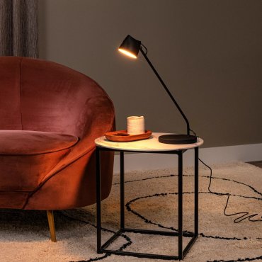 Lucide Milne - lampe de table - 16 x 31,7 x 42 cm - 8W dimmable LED inclus - noir