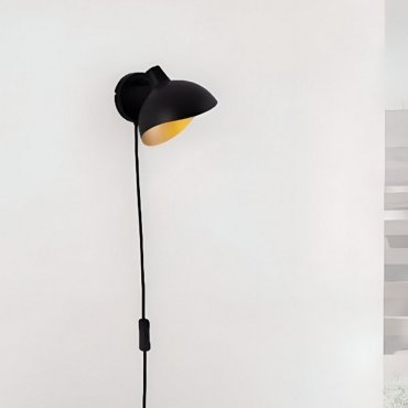 Nova Luce Geti - applique murale avec interrupteur et prise USB - Ø 15 x 12 cm - noir mat et or