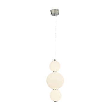 Searchlight Snowball - lampe suspendue - Ø 18 x 148 cm - 18W LED dimmable inclus - blanc et chrome