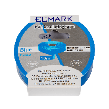 Elmark ruban isolant en PVC 19mm - 10 mètres de long - bleu