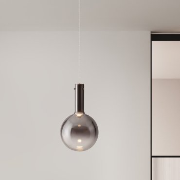 Nova Luce Nostos - lampe suspendue - Ø 25 x 170 cm - 6W dimmable LED inclus - verre fumé et or