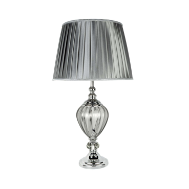 Searchlight Greyson - lampe à poser - Ø 38 x 68 cm - chrome et gris